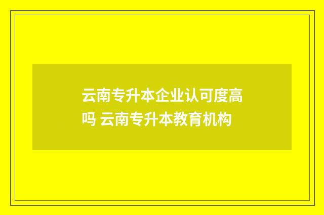 云南专升本企业认可度高吗 云南专升本教育机构