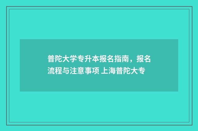 普陀大学专升本报名指南,报名流程与注意事项 上海普陀大专