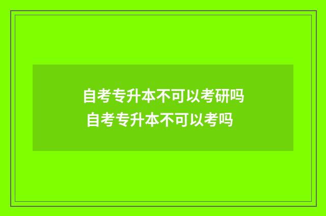 自考专升本不可以考研吗 自考专升本不可以考吗