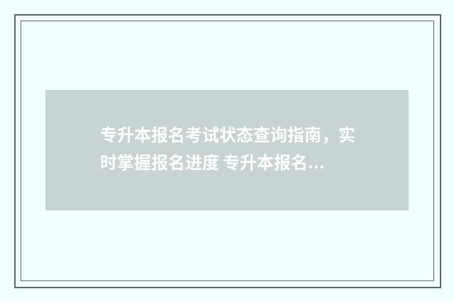 专升本报名考试状态查询指南，实时掌握报名进度 专升本报名考试要多少钱