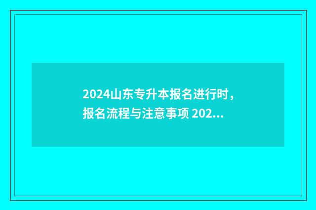 2024山东专升本报名进行时，报名流程与注意事项 2024山东专升本报名时间是多少