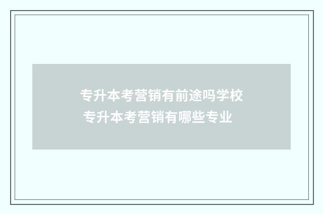 专升本考营销有前途吗学校 专升本考营销有哪些专业