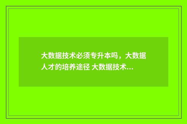 大数据技术必须专升本吗，大数据人才的培养途径 大数据技术必须在好的大学学吗