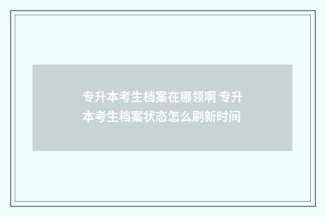 专升本考生档案在哪领啊 专升本考生档案状态怎么刷新时间