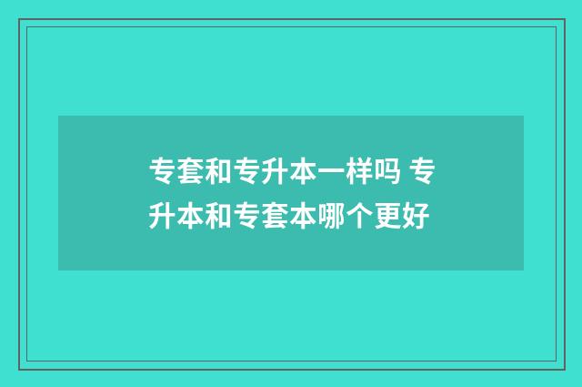 专套和专升本一样吗 专升本和专套本哪个更好