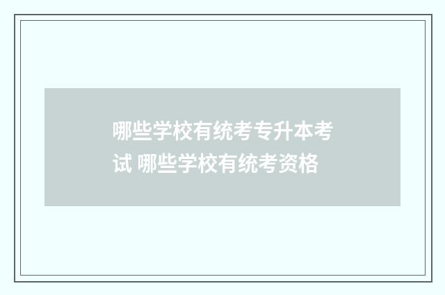 哪些学校有统考专升本考试 哪些学校有统考资格