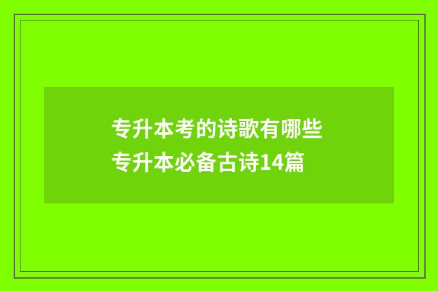 专升本考的诗歌有哪些 专升本必备古诗14篇