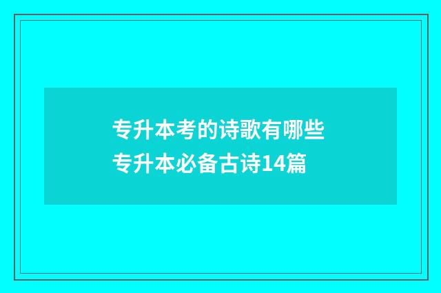 专升本考的诗歌有哪些 专升本必备古诗14篇
