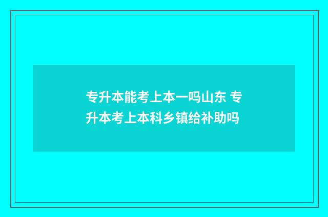 专升本能考上本一吗山东 专升本考上本科乡镇给补助吗