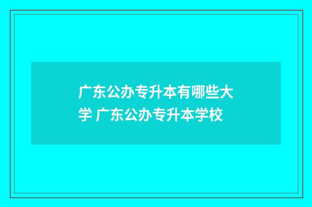 广东公办专升本有哪些大学 广东公办专升本学校