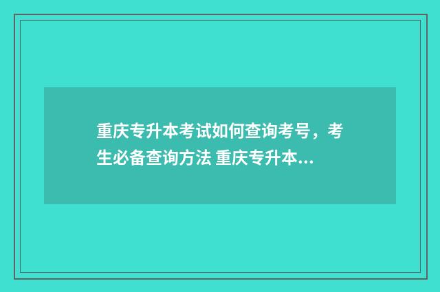 重庆专升本考试如何查询考号，考生必备查询方法 重庆专升本考试是什么时候