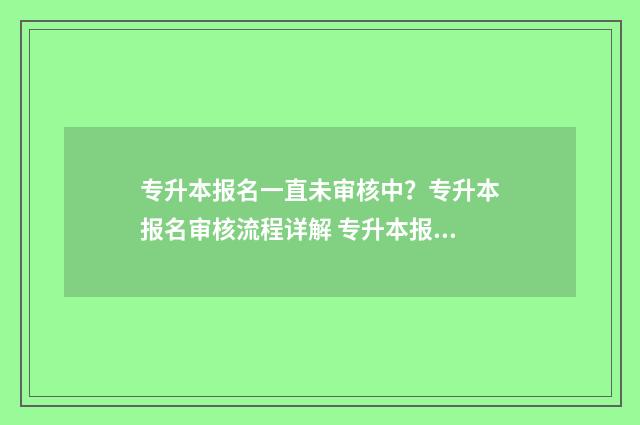 专升本报名一直未审核中？专升本报名审核流程详解 专升本报名一直验证码错误