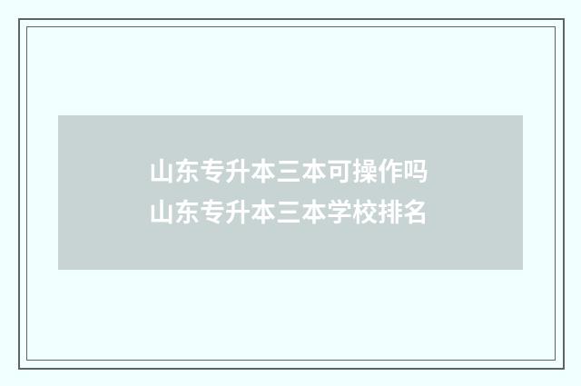 山东专升本三本可操作吗 山东专升本三本学校排名