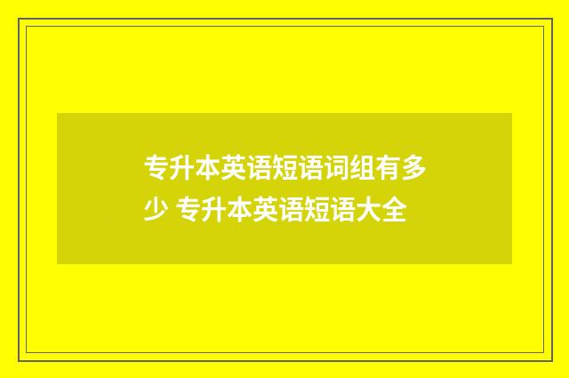 专升本英语短语词组有多少 专升本英语短语大全