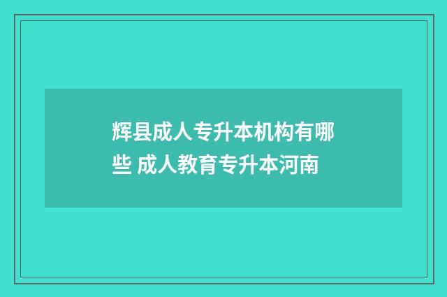 辉县成人专升本机构有哪些 成人教育专升本河南
