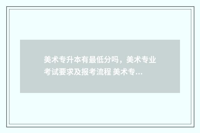 美术专升本有最低分吗,美术专业考试要求及报考流程 美术专升本最吃香的专业