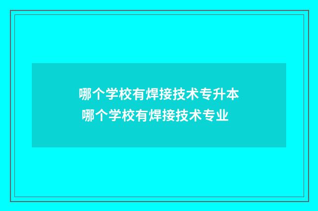 哪个学校有焊接技术专升本 哪个学校有焊接技术专业