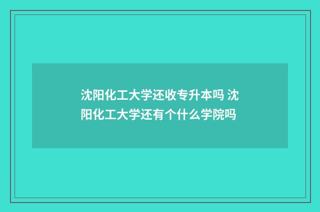 沈阳化工大学还收专升本吗 沈阳化工大学还有个什么学院吗