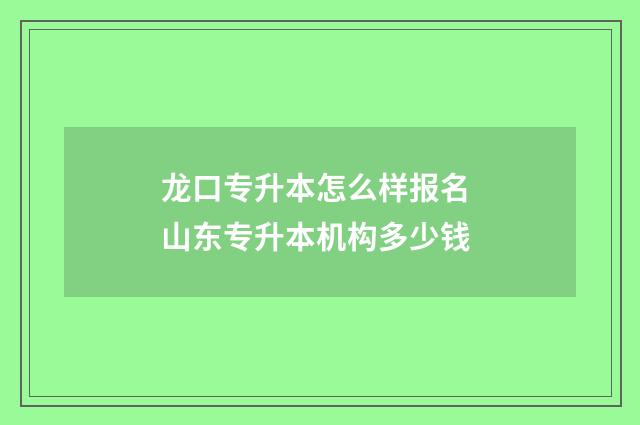 龙口专升本怎么样报名 山东专升本机构多少钱