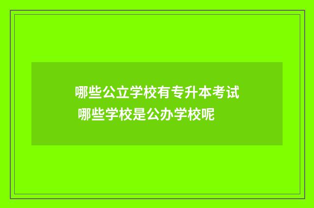 哪些公立学校有专升本考试 哪些学校是公办学校呢