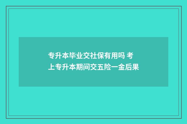 专升本毕业交社保有用吗 考上专升本期间交五险一金后果
