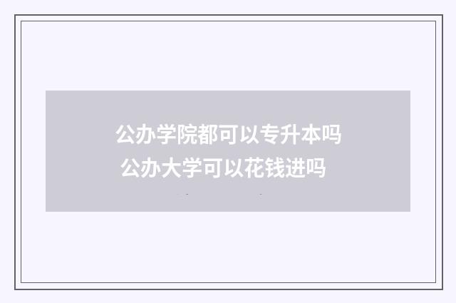 公办学院都可以专升本吗 公办大学可以花钱进吗
