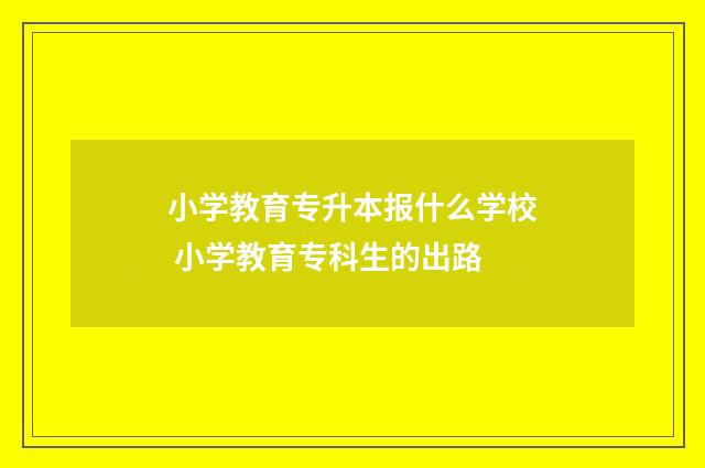 小学教育专升本报什么学校 小学教育专科生的出路