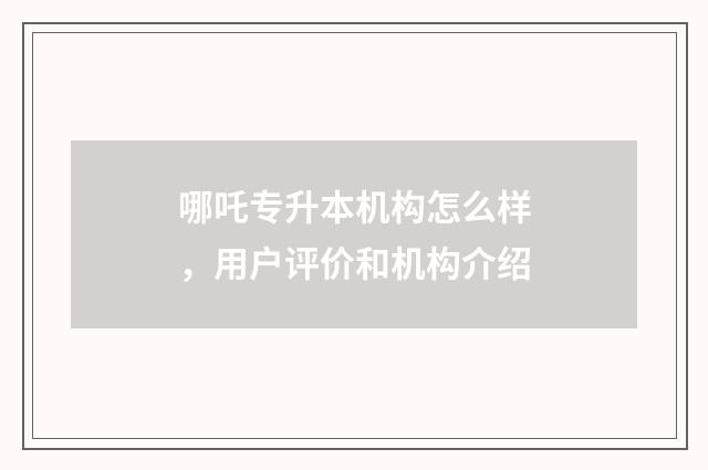 哪吒专升本机构怎么样,用户评价和机构介绍