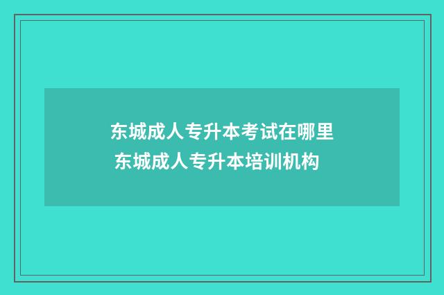 东城成人专升本考试在哪里 东城成人专升本培训机构