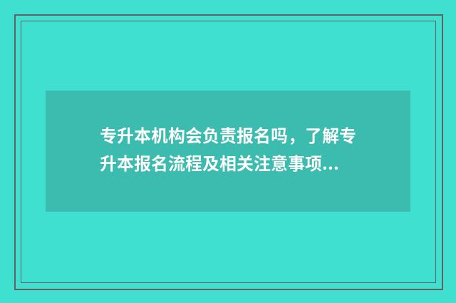 专升本机构会负责报名吗,了解专升本报名流程及相关注意事项 专升本机构管的严吗