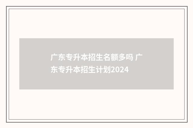 广东专升本招生名额多吗 广东专升本招生计划2024