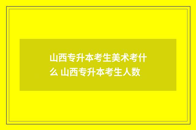 山西专升本考生美术考什么 山西专升本考生人数