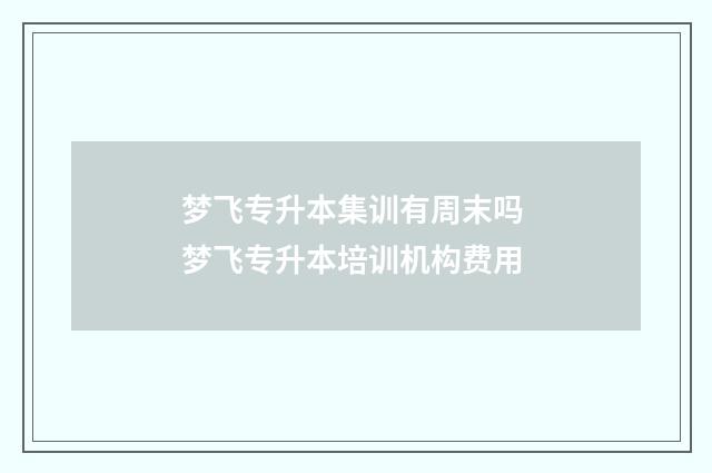梦飞专升本集训有周末吗 梦飞专升本培训机构费用