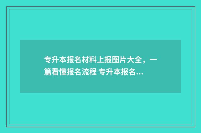 专升本报名材料上报图片大全,一篇看懂报名流程 专升本报名材料有哪些