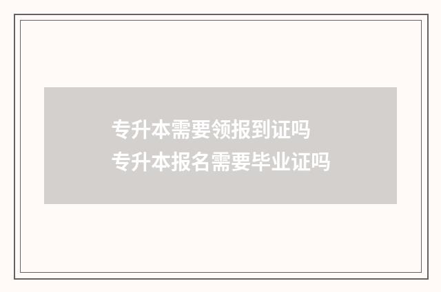 专升本需要领报到证吗 专升本报名需要毕业证吗