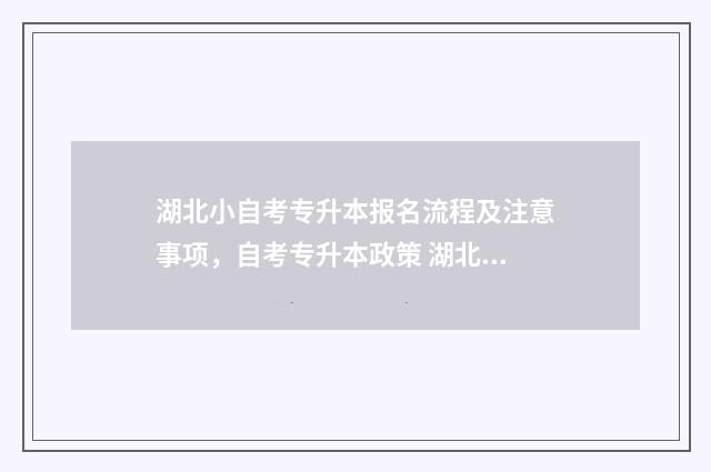 湖北小自考专升本报名流程及注意事项,自考专升本政策 湖北小自考专升本多少钱