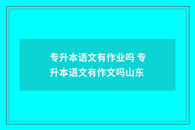 专升本语文有作业吗 专升本语文有作文吗山东