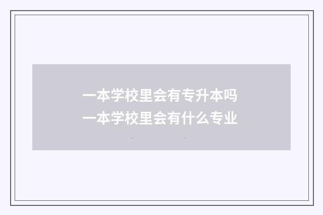 一本学校里会有专升本吗 一本学校里会有什么专业