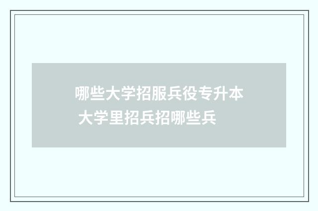 哪些大学招服兵役专升本 大学里招兵招哪些兵