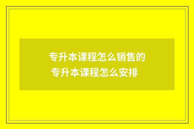 专升本课程怎么销售的 专升本课程怎么安排