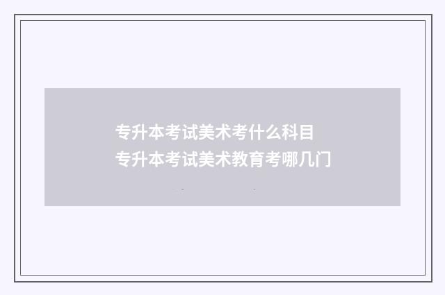 专升本考试美术考什么科目 专升本考试美术教育考哪几门