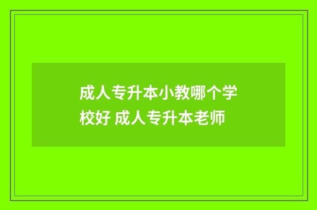 成人专升本小教哪个学校好 成人专升本老师