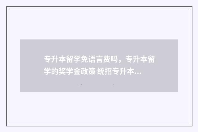 专升本留学免语言费吗，专升本留学的奖学金政策 统招专升本留学