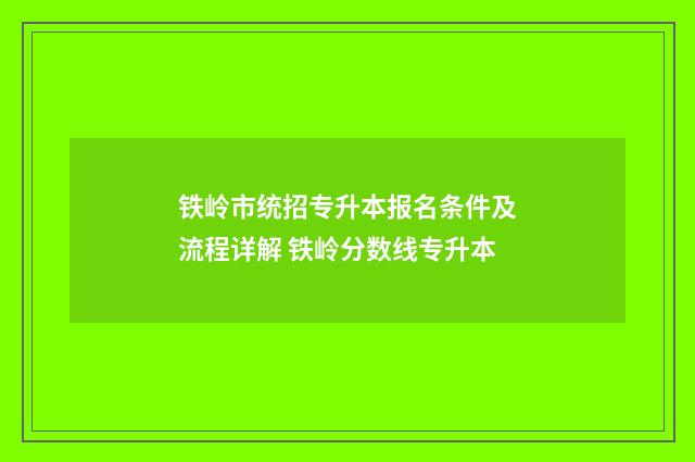 铁岭市统招专升本报名条件及流程详解 铁岭分数线专升本