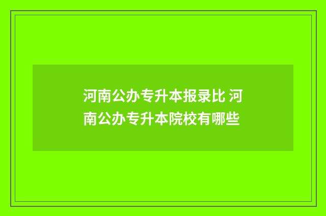 河南公办专升本报录比 河南公办专升本院校有哪些