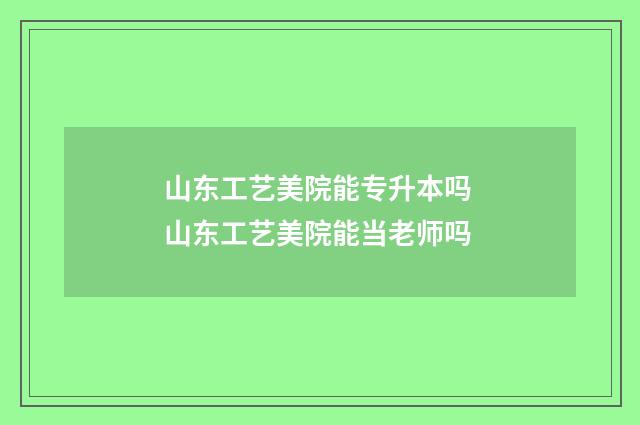山东工艺美院能专升本吗 山东工艺美院能当老师吗