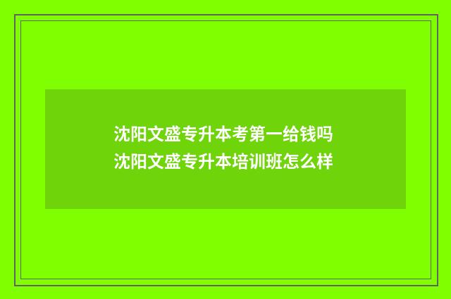 沈阳文盛专升本考第一给钱吗 沈阳文盛专升本培训班怎么样