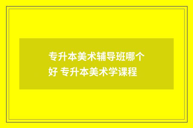 专升本美术辅导班哪个好 专升本美术学课程