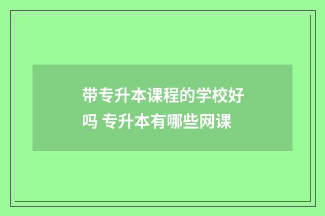 带专升本课程的学校好吗 专升本有哪些网课