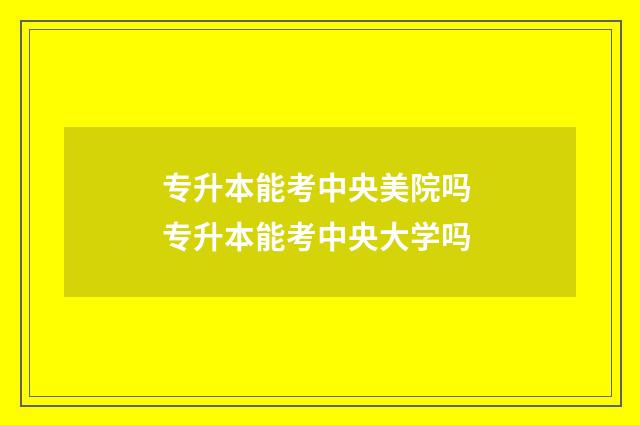 专升本能考中央美院吗 专升本能考中央大学吗